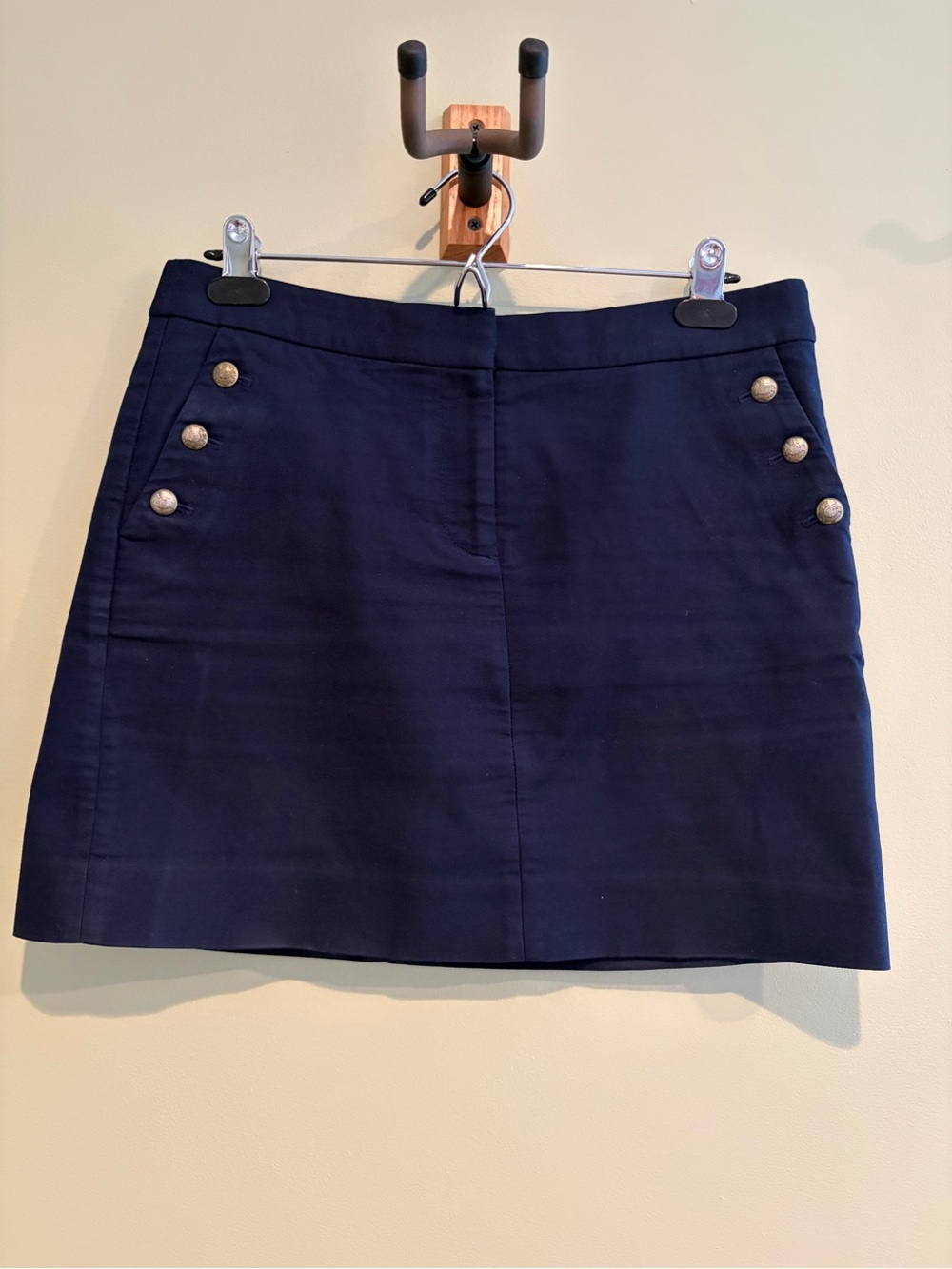 J. Crew Navy Mini Skirt with Gold-Tone Buttons
